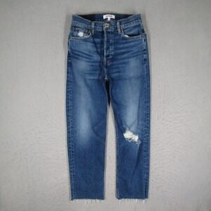 RE/DONE 70s Stove Pipe Jeans Womens 26 70s Distressed Blue Denim